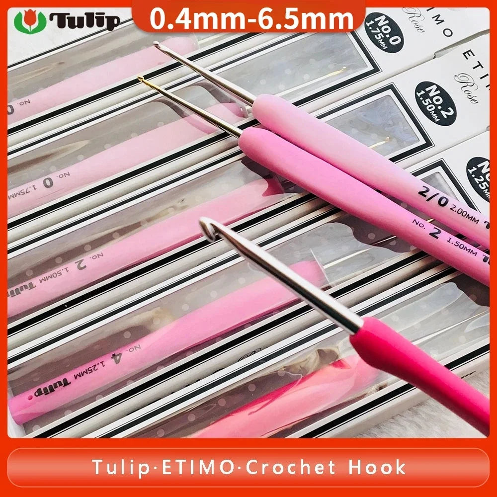 Japan Tulip Ter/tel Crochet Hook Pink Resin Handle Knitting Needles Aluminum hook Original Authentic Imported From Japan 0.6-6mm