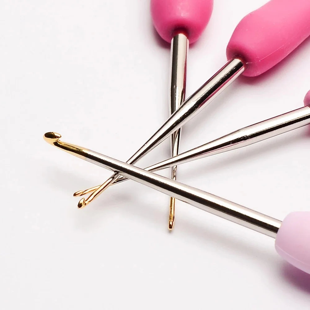 Japan Tulip Ter/tel Crochet Hook Pink Resin Handle Knitting Needles Aluminum hook Original Authentic Imported From Japan 0.6-6mm