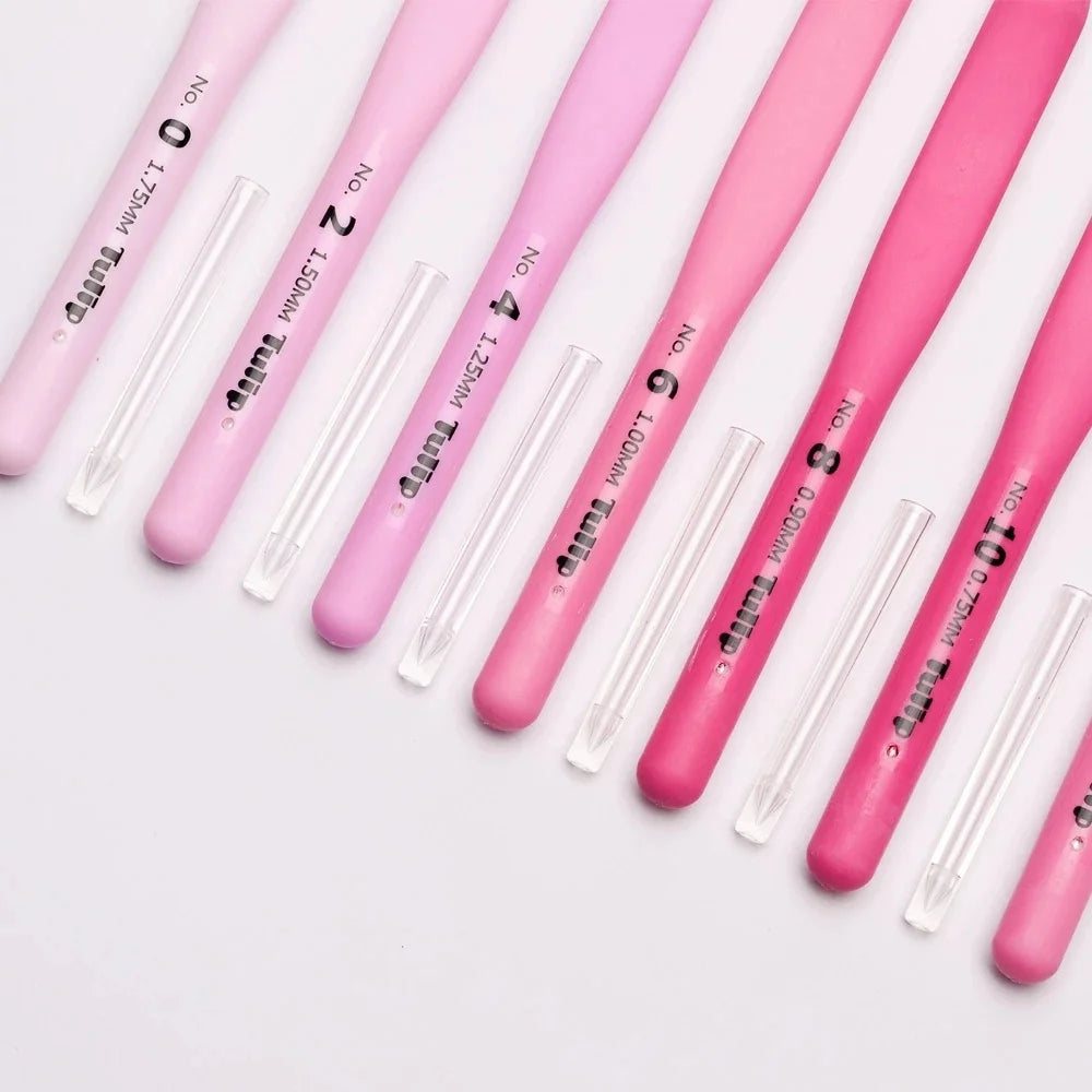 Japan Tulip Ter/tel Crochet Hook Pink Resin Handle Knitting Needles Aluminum hook Original Authentic Imported From Japan 0.6-6mm
