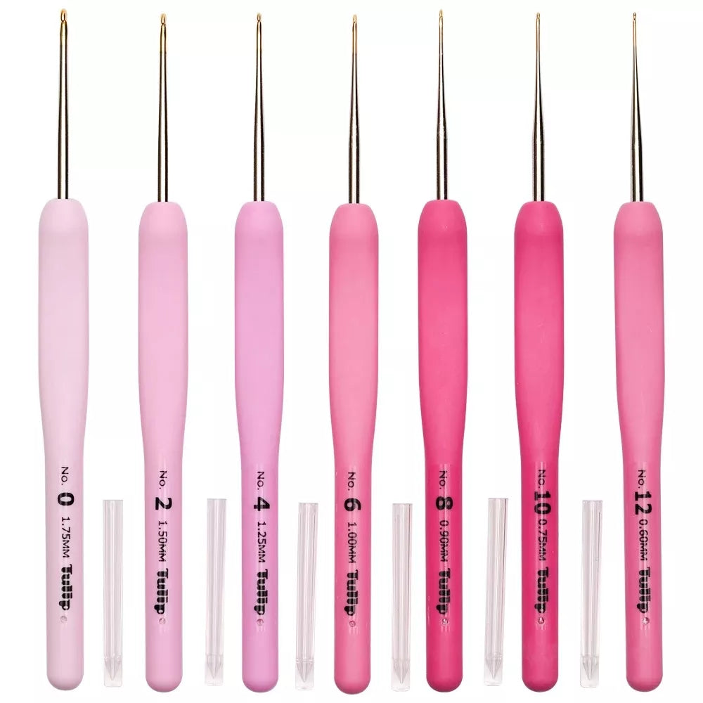 Japan Tulip Ter/tel Crochet Hook Pink Resin Handle Knitting Needles Aluminum hook Original Authentic Imported From Japan 0.6-6mm