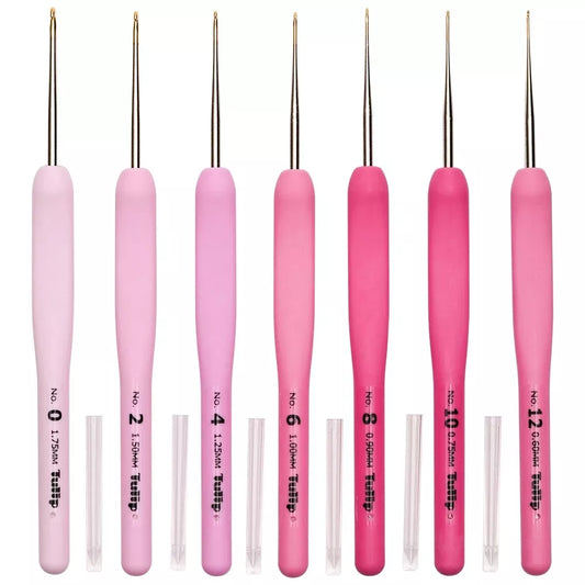 Japan Tulip Ter/tel Crochet Hook Pink Resin Handle Knitting Needles Aluminum hook Original Authentic Imported From Japan 0.6-6mm
